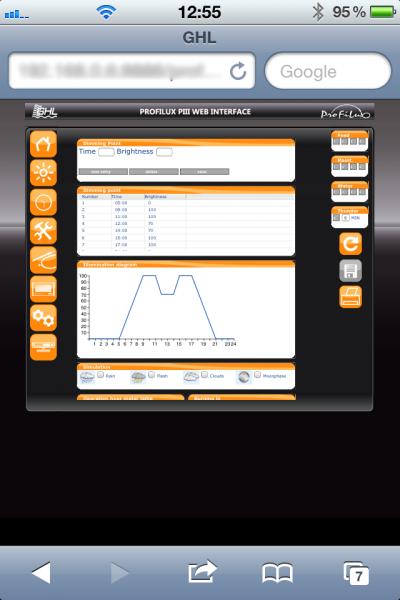 GHL Profilux Web Interface iPhone