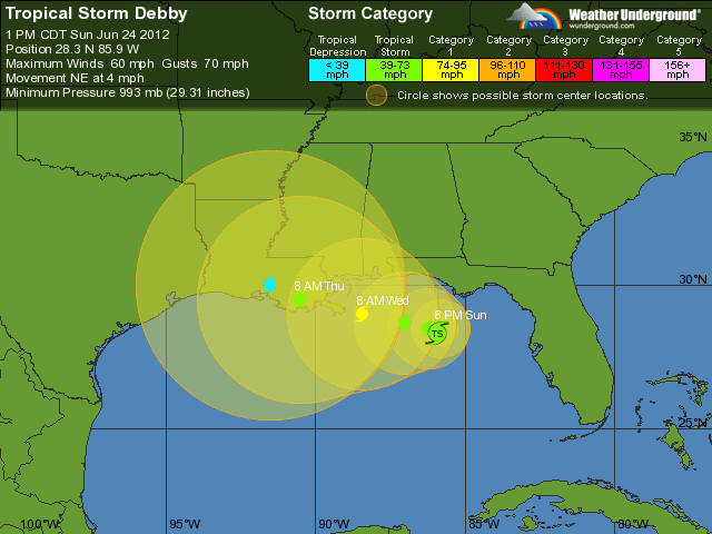 Tropical Storm Debby Gulf